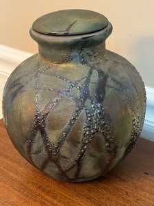 lot 48 image: Artisan Raku Pottery Lidded Jar