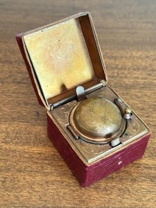 Antique Late Victorian Square Desk Lidded Ink Well with Gargoyle