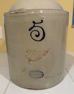 lot 10B image: Vintage Red Wind Stoneware Small Wing Shoulder Jug