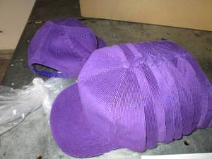 Lot of corduroy purple caps...