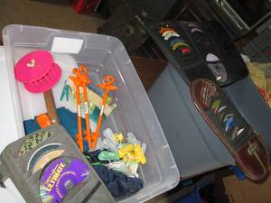 (2) totes containing tarps, metal s...