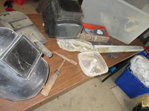 Tote of Assorted welding helmets, a...