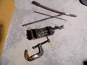 Small bench vise and c-clamp...