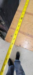 Metal base, wood top shop table...
