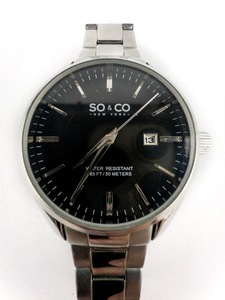 lot 2 image: Mens SO & CO Madison Black DIal 42mm 5101.2 Stainless Steel & Base Metal Quartz Analog watch. Working