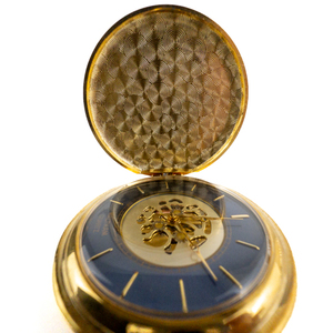 lot 8 image: Waltham Skeleton Dial Quartz Pocket Watch, With Chain. Not Working