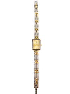 lot 21 image: Ladys Anne Klein 104899 Rectangular Yellow & White Stainless Steel & Base Metal Quartz Analog watch. New Battery Installed