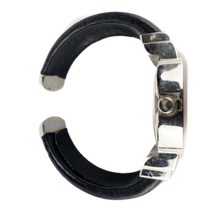 lot 78 image: Ladys Accutime Black Dial Round Case Enamel Inlay Hinge Open Cuff Band Stainless Steel Quartz Analog watch. Working