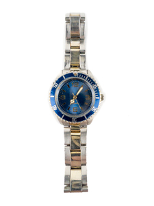lot 93 image: Blue & Gold Dial White & Yellow Stainless Steel & Base Metal Quartz Analog watch. Working