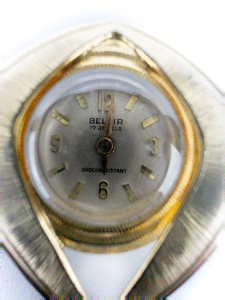 lot 95 image: Ladys Belair Shock Resistant Yellow With White Dial Watch Pendant, Base Metal, Mechanical Watch. Working