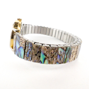 lot 98 image: Ladys St. Marin Abalone Shell Stretch Band Stainless Steel Quartz Analog watch. Working