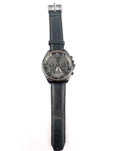 lot 104 image: Mens Fashion With Faux Leather Strap Black & White Stainless Steel Quartz Analog watch. Working