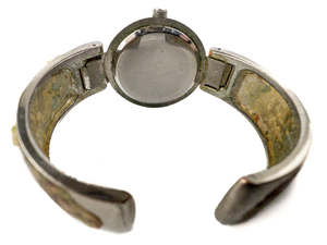 lot 129 image: Mark Naimer MN3217 Floral Style Cuff Band With Rhinestone Bezel White Stainless Steel & Base Metal Quartz Analog watch. Working