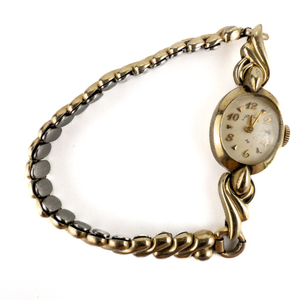 lot 132 image: Ladys Elgin Lady Elgin With Stretch Band Yellow 14K Gold Filled Mechanical Watch. Working