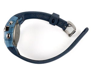 lot 133 image: Ladys Timex Marathon - New Battery Blue & Black Stainless Steel Digital Watch. Working