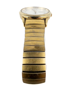 lot 138 image: Timex Indiglo Gold Tone With White Dial Stretch Band Stainless Steel & Base Metal Quartz Analog watch. Working