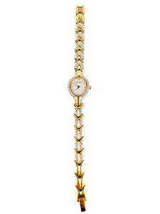 lot 150 image: Ladys Wittnauer Mother Of Pearl Dial, Crystal Accented Yellow Stainless Steel & Base Metal Quartz Analog watch. Working