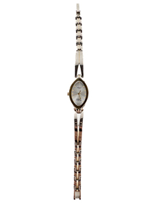 lot 154 image: Ladys Armitron Now 753023G Marquise Shape Case With Edge To Edge Crystal Yellow & White Stainless Steel & Base Metal Quartz Analog watch. Working