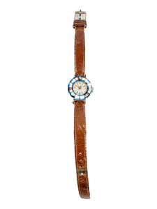 lot 157 image: Ladys Conquest Blue Fulted Bezel 17624 Aluminum Mechanical Watch. Working