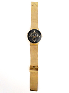 lot 159 image: Mens Daniel Steiger 153G-M With Mesh Dial & Black Bezel Yellow Stainless Steel Quartz Analog watch. Working