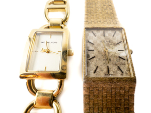 lot 178 image: Set of two Quartz Analog watches Michael Kors (Working) & Bulova P3 (Not Working). Not Working