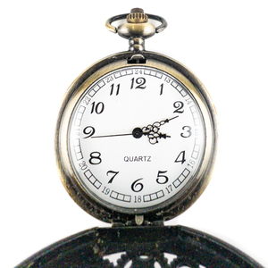 lot 190 image: GearMechanical Motif, Bronze Color Base Metal Quartz Pocket Watch. New Battery Installed