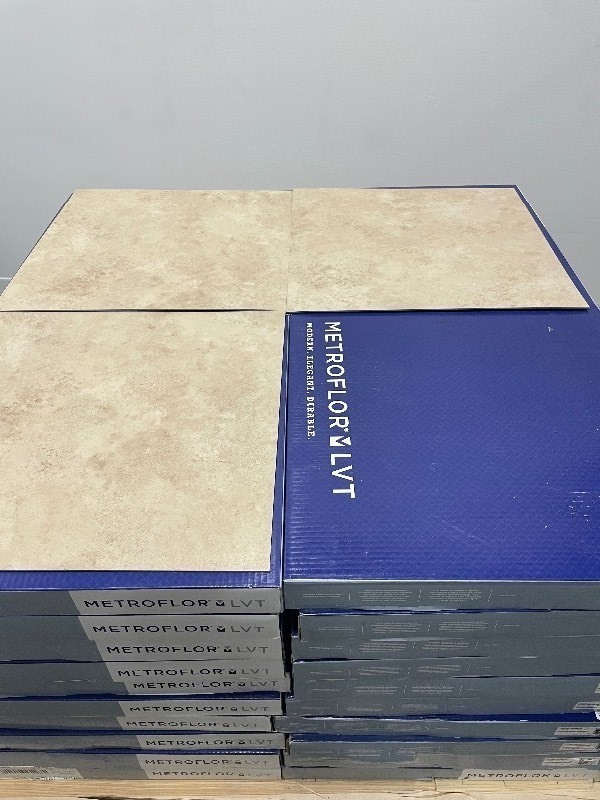 lot 214 image: 360 SF of Premium 20mm Wear Layer Luxury Vinyl Tile flooring - 18x18 - Bisque- G3