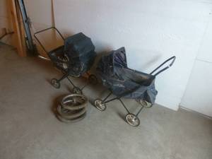 lot 9 image: Antique Doll Carriage x 2