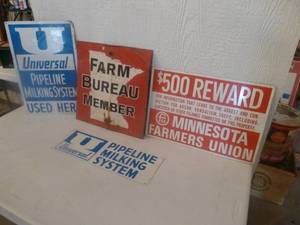 lot 37 image: Vintage Tin Signs Universal Farm Bureau
