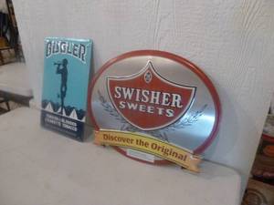 lot 45 image: Bugler & Swisher Sweets Tin Signs