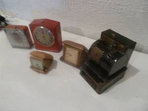 lot 58 image: Antique Alarm Clocks & Piggy Bank