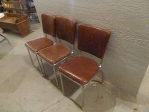 lot 64 image: Vintage Chairs x 3 Chocolate