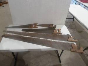 lot 95 image: Antique Wood Saws x 5
