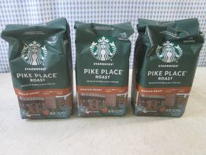 lot 379 image: (B-3) 3 Bags Starbucks Pike Place Medium Roast Ground Coffee 12oz Past Date
