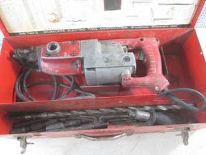 lot 53 image: (BR1) Milwaukee Heavy Duty Rotary Hammer with Case and Bits Etc