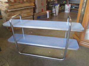 lot 343 image: (FS) Vintage  Mid Century Chrome Tube Frame Shelf 40 W x 23 H x 11 D