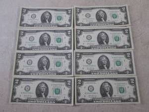 lot 331 image: (CNTR) 6 Uncirculated Consecutive Serial Number $2.00 Bills