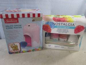 lot 311 image: (BS) Sunbeam Igloo Snow Cone Maker and Snow Cone Kit with Syrup and Cones