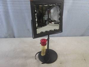 lot 302 image: (FS) Antique Shaving Stand with Tilting Scalloped Mirror 14 Tall
