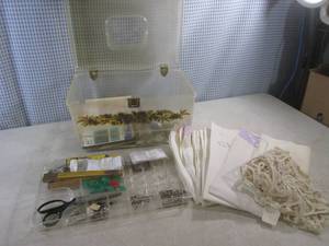 lot 296 image: (BS) Large Vintage Sewing Kit Box Full of Sewing Accessories