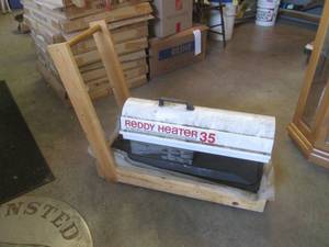 lot 285 image: (EW4) Ready Heater 35 Kerosene Heater on Homemade Cart - Fuel In Tank