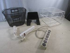 lot 278 image: (A-1T) Power Strips, Basket, File Sorter and White Wire Organizer