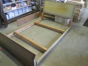 lot 500 image: (RM4) Vintage Wood Double Bed Frame with Head and Foot Board
