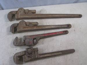 lot 86 image: (F-0) 4 Pipe Wrenches 14 18 and 24