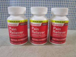 lot 116 image: (EC1) 3 Bottles of Extra Strength Pain Reliever 125 Caplets