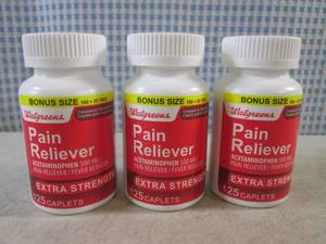 lot 117 image: (EC1) 3 Bottles of Extra Strength Pain Reliever 125 Caplets