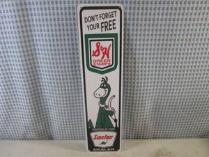 lot 128 image: (FS) S&ampH Green Stamps Sinclair Tin Sign 4 x 15 34