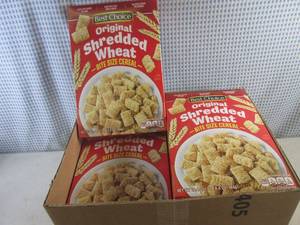 lot 392 image: (C-1) 8 Boxes Shredded Wheat Bite Size Cereal 16.4oz Boxes Past Date