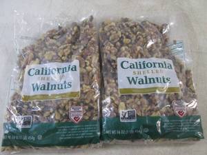 lot 441 image: (B-4) 2 Pounds of California Shelled Walnuts 2 - 1 Pound Bags Best by Aug 2024