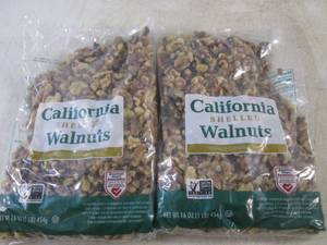 lot 442 image: (B-4) 2 Pounds of California Shelled Walnuts 2 - 1 Pound Bags Best by Aug 2024